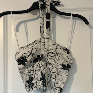 Urban Outfitters floral cutout halter crop top